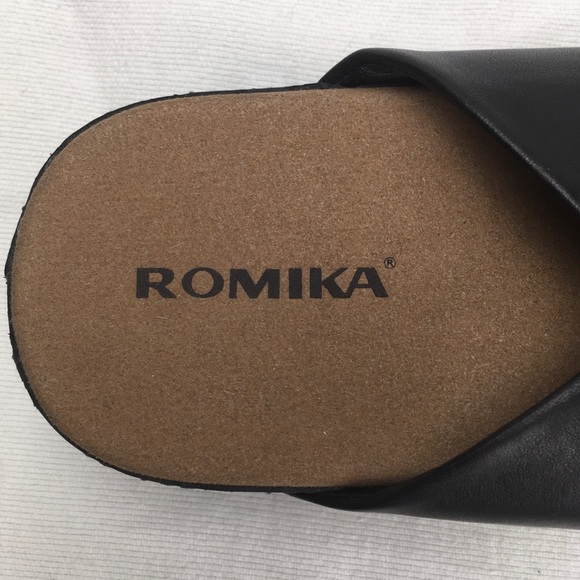 NWOB Romika Black Slide Sandals Women’s 41/9.5-10 - Picture 11 of 16